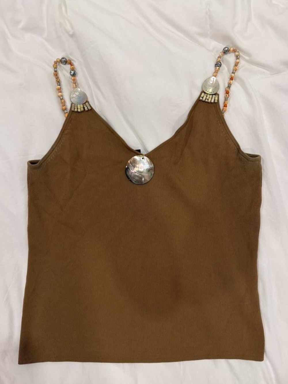 Ziani Couture Brown Beaded-Strap Camisole